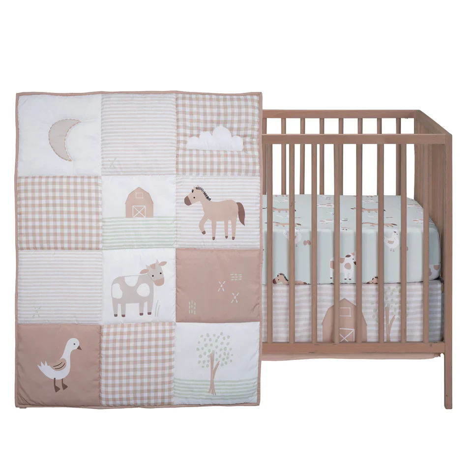 Bedtime Originals Farmyard Friends 3-Piece Infant Baby Nursery Crib Bedding Set - Image 3