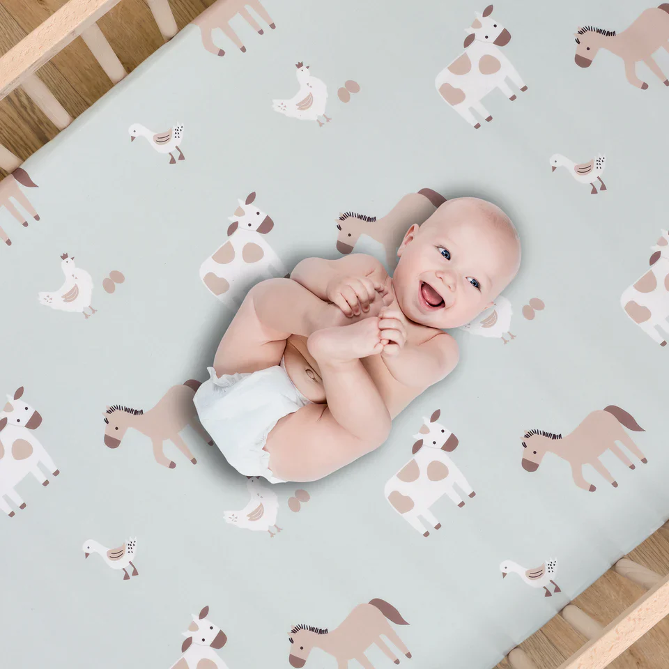 Bedtime Originals Farmyard Friends 3-Piece Infant Baby Nursery Crib Bedding Set - Image 5