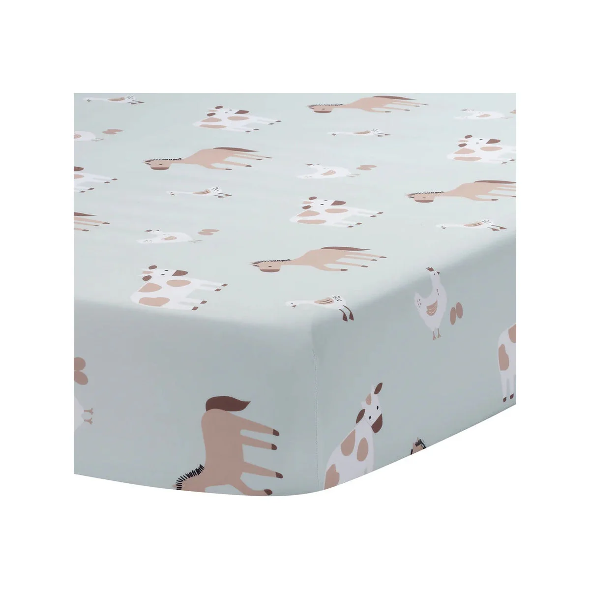Bedtime Originals Farmyard Friends Sage Green Baby Nursery Fitted Crib Sheet - Image 6
