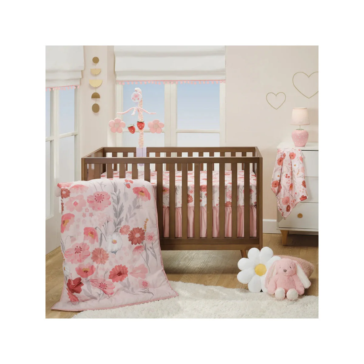 Bedtime Originals Flower Power 3-Piece Floral Baby Nursery Crib Bedding Set - Image 11