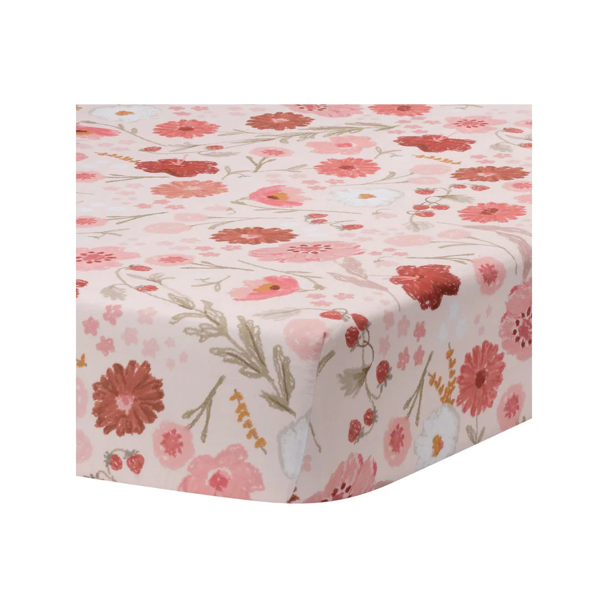 Bedtime Originals Flower Power Floral/Strawberry Baby Fitted Crib/Toddler Sheet - Image 7
