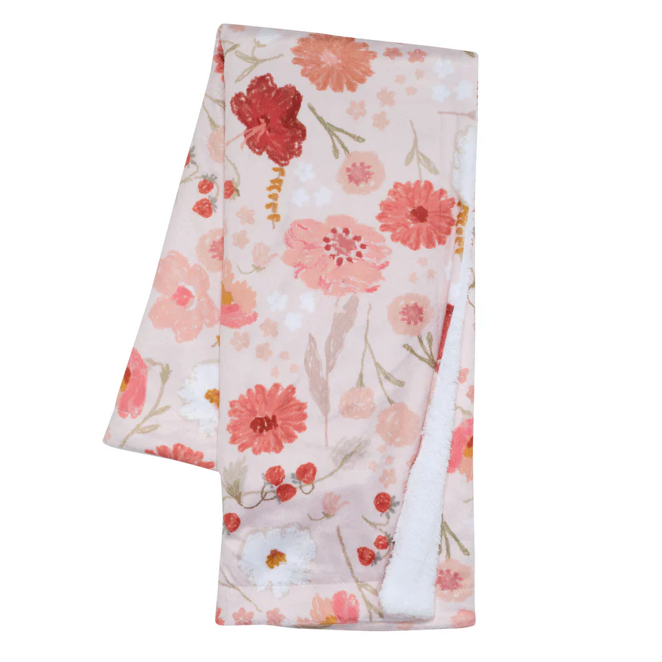 Bedtime Originals Flower Power Floral/Strawberry Soft/Cozy Fleece Baby Blanket