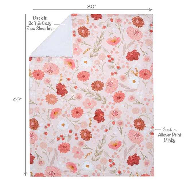 Bedtime Originals Flower Power Floral/Strawberry Soft/Cozy Fleece Baby Blanket - Image 3