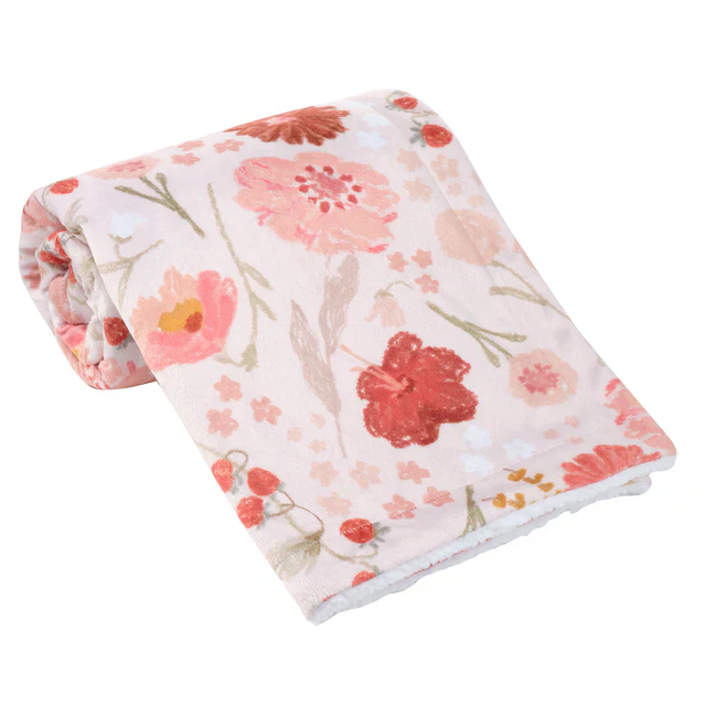 Bedtime Originals Flower Power Floral/Strawberry Soft/Cozy Fleece Baby Blanket - Image 4