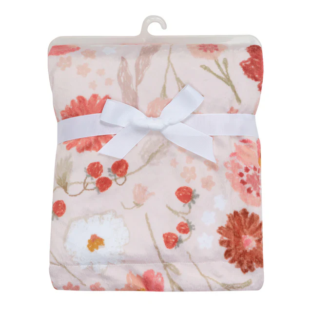 Bedtime Originals Flower Power Floral/Strawberry Soft/Cozy Fleece Baby Blanket - Image 5