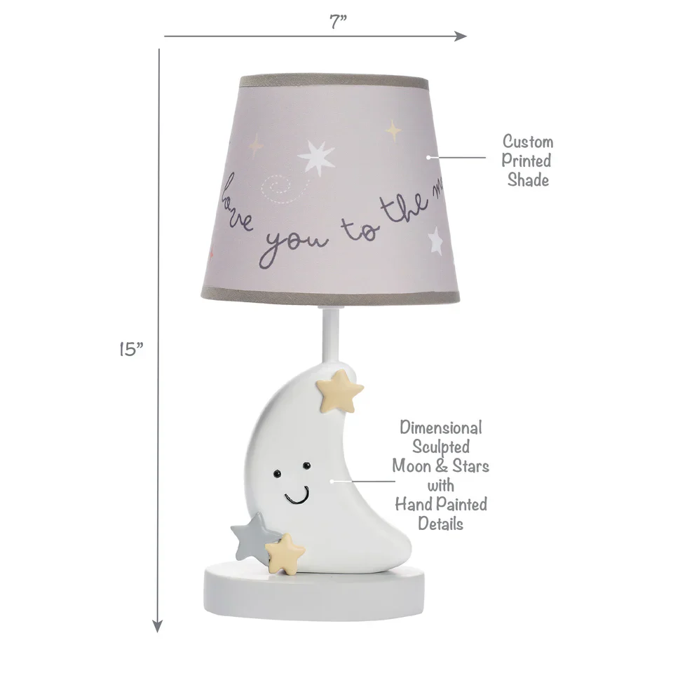 Bedtime Originals Little Star Celestial Moon Nursery Lamp with Shade and Bulb - Image 3
