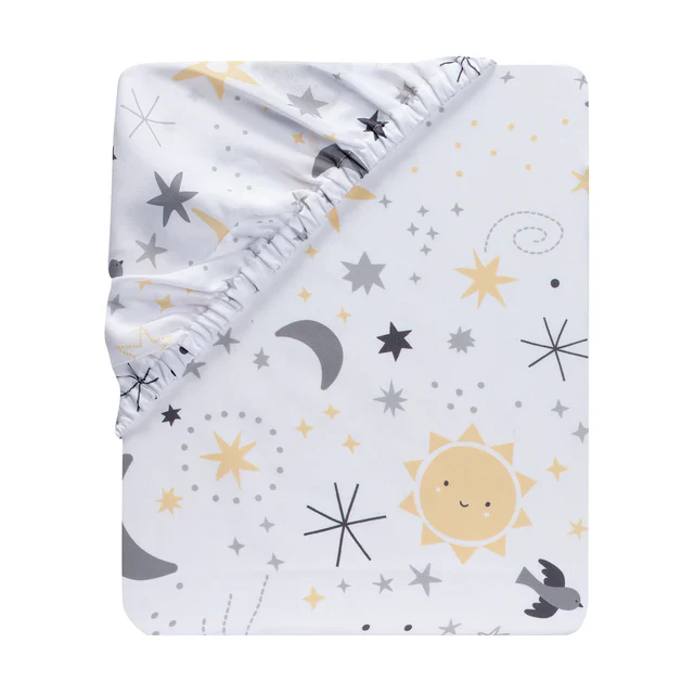 Bedtime Originals Little Star White Celestial Microfiber Baby Fitted Crib Sheet - Image 3