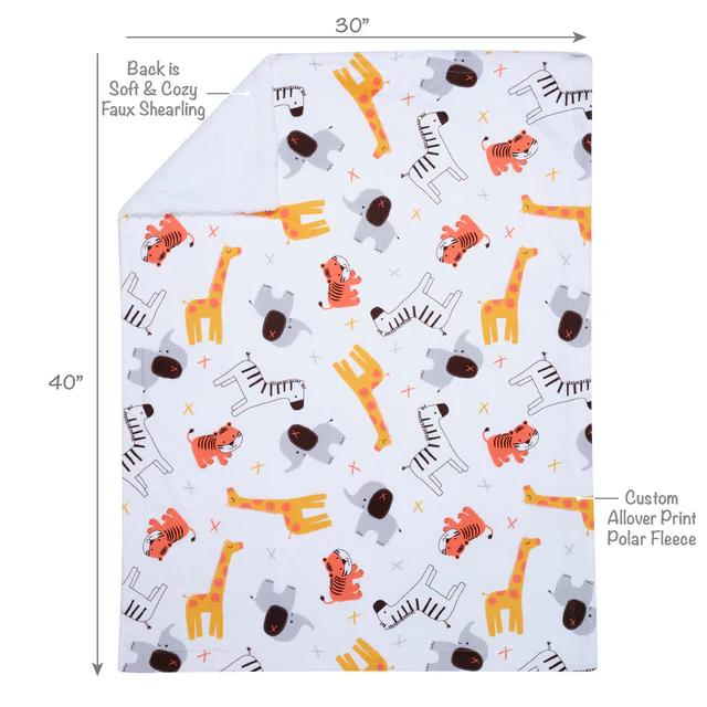 Bedtime Originals Lollipop Jungle Soft Fleece Safari-Themed Baby Blanket - Image 3