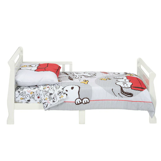 Bedtime Originals Snoopy Love 4-Piece Toddler Bedding Set - Gray/Red/White - Image 7