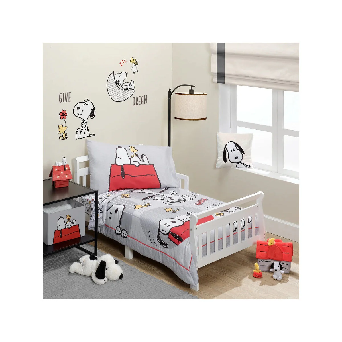 Bedtime Originals Snoopy Love 4-Piece Toddler Bedding Set - Gray/Red/White - Image 9