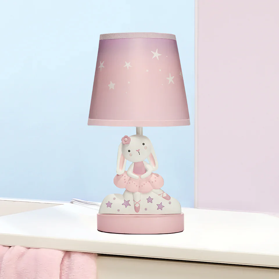 Bedtime Originals Tiny Dancer Bunny & Stars Pink Nursery Lamp with Shade & Bulb - Image 4