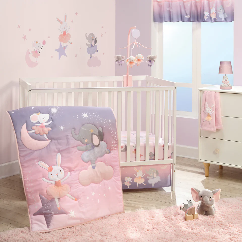 Bedtime Originals Tiny Dancer Bunny & Stars Pink Nursery Lamp with Shade & Bulb - Image 5
