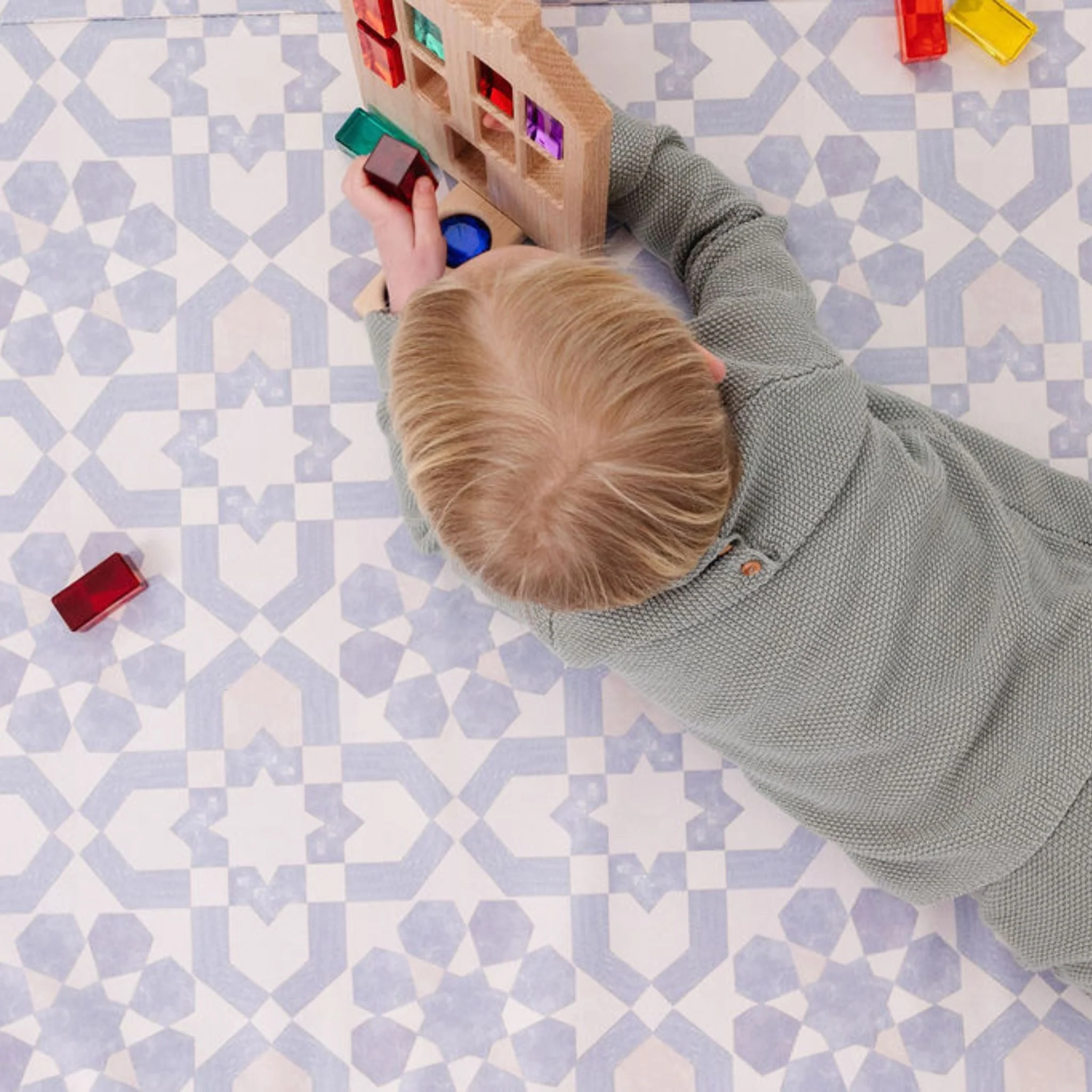 Toki Kids Blue Tile Vegan Leather Mat - Image 14