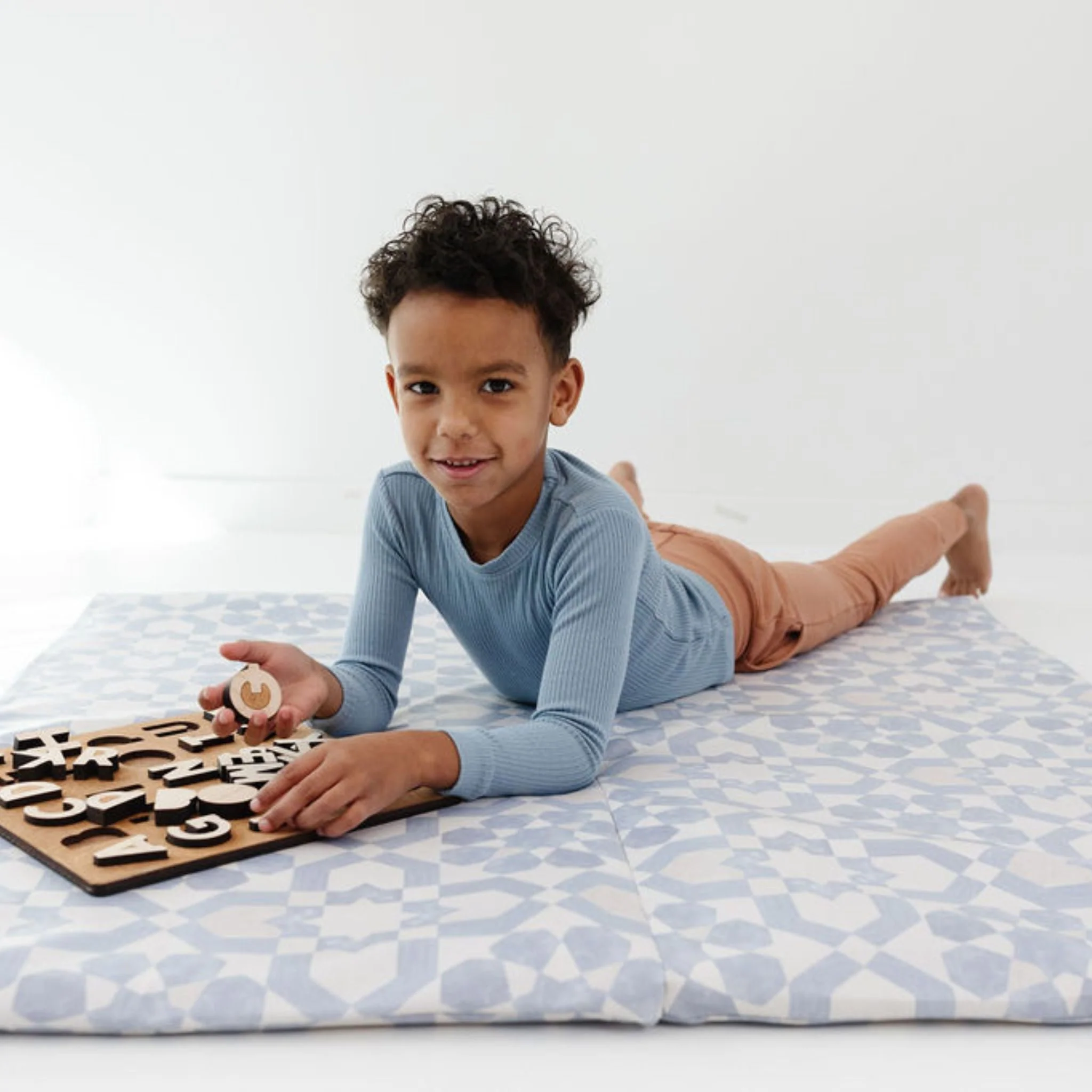 Toki Kids Blue Tile Vegan Leather Mat - Image 2