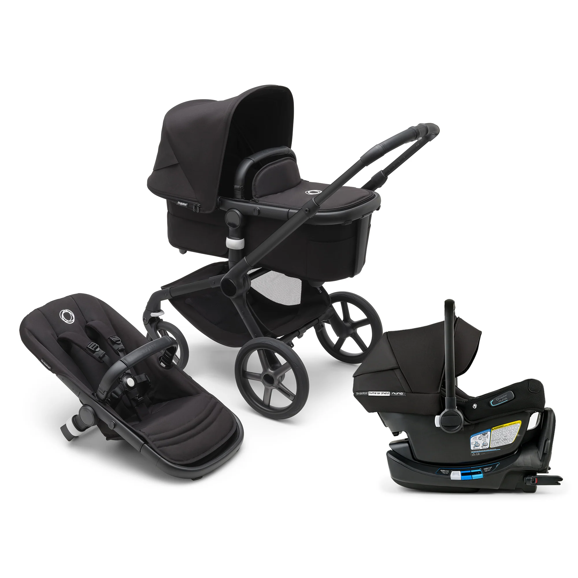 Bugaboo Fox 5 Renew Bassinet and Seat Stroller + Turtle Air Shield By Nuna Car Seat Travel System