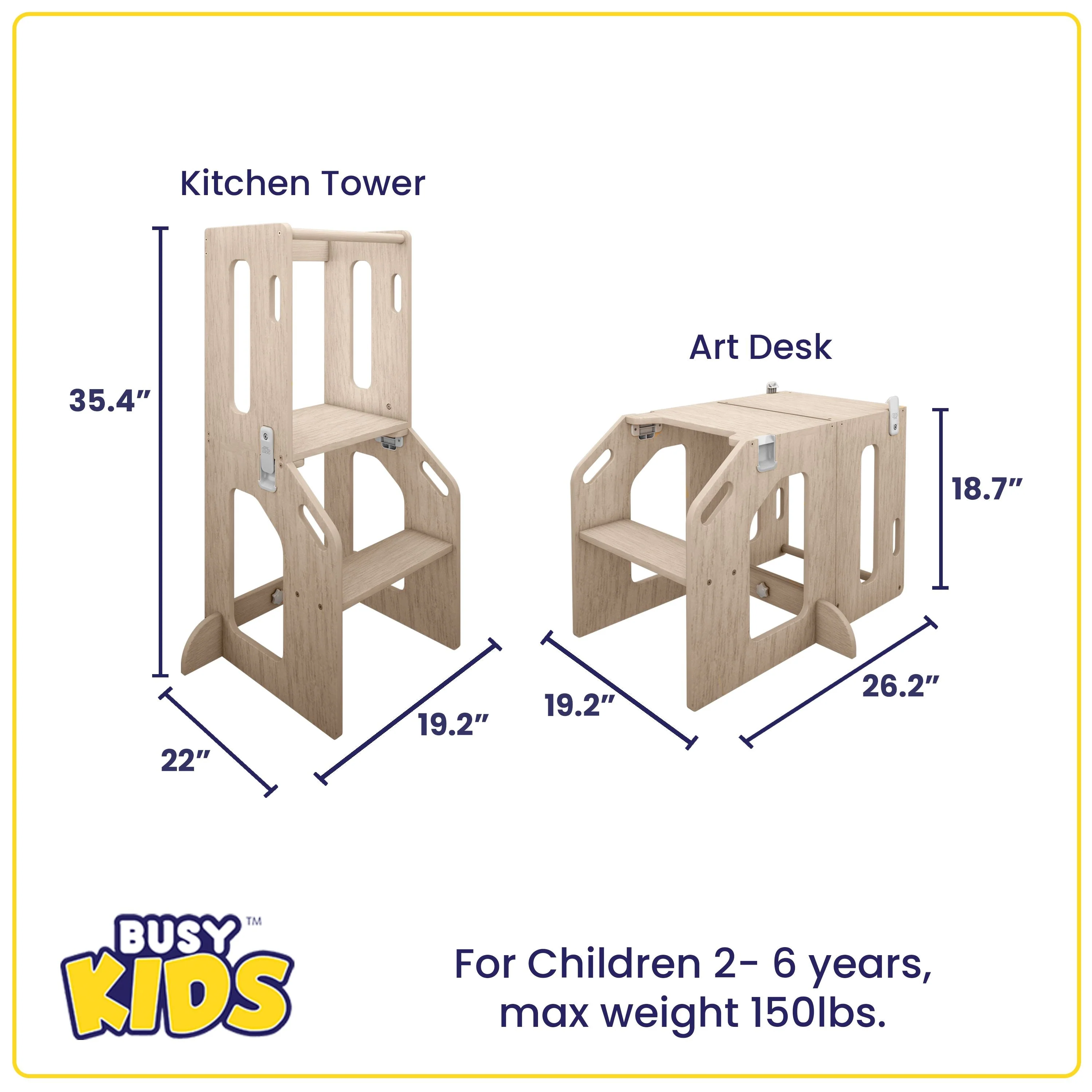 Busy Kids 2-In-1 Kitchen Tower and Kids Art Desk - Image 6