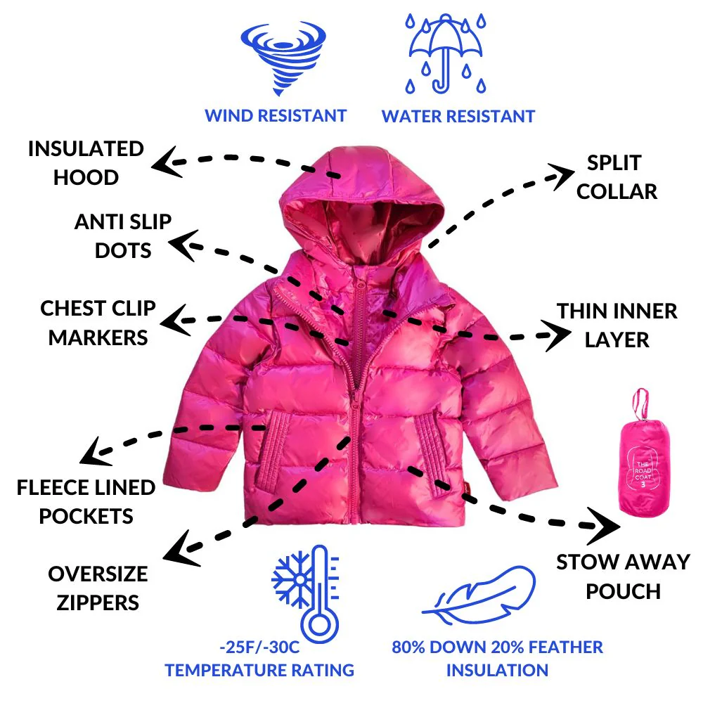 Onekid Car Seat Coat | The Road Coat Down - Fuchsia - Image 3