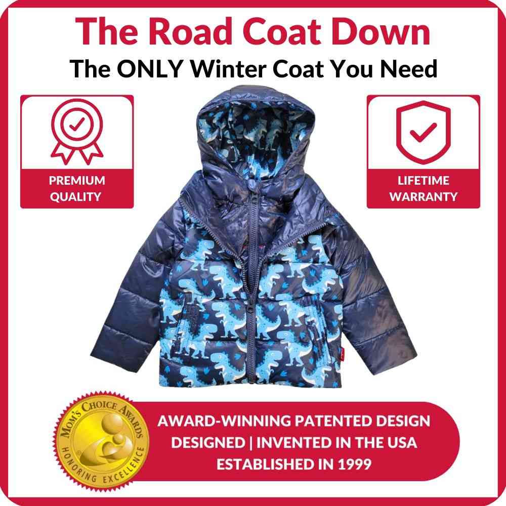 Onekid Car Seat Coat | The Road Coat Down - Navy Raptor Print - Image 6