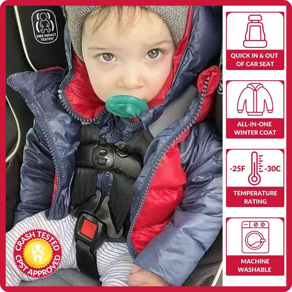 Onekid Car Seat Coat | The Road Coat Down - Navy/Red - Image 2