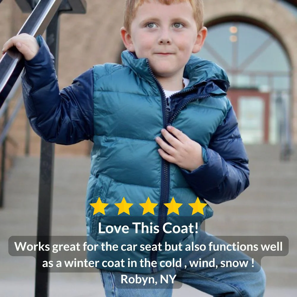 Onekid Car Seat Coat | The Road Coat Down - Navy/Teal - Image 8