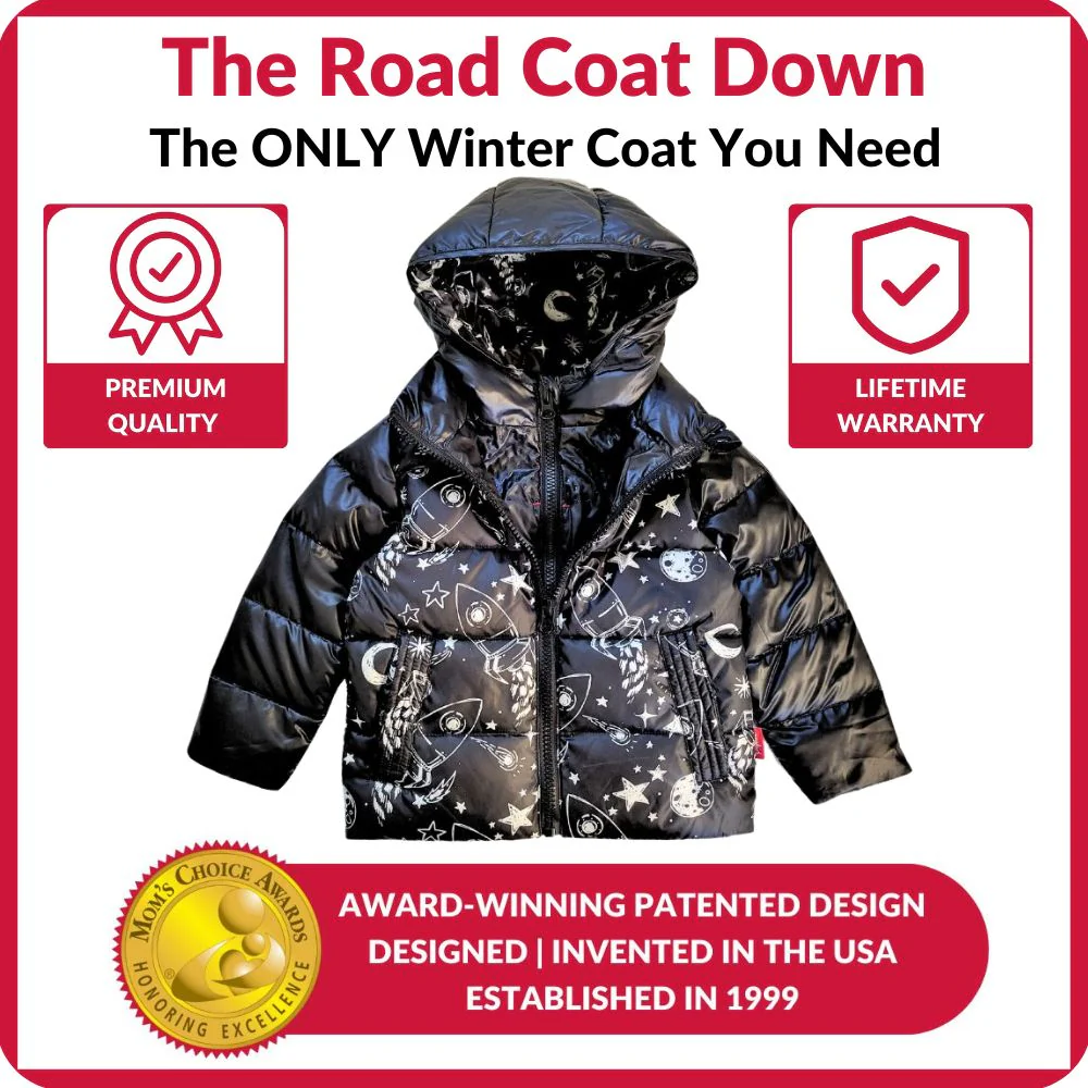 Onekid Car Seat Coat | The Road Coat Down - Rocketship Print - Image 6