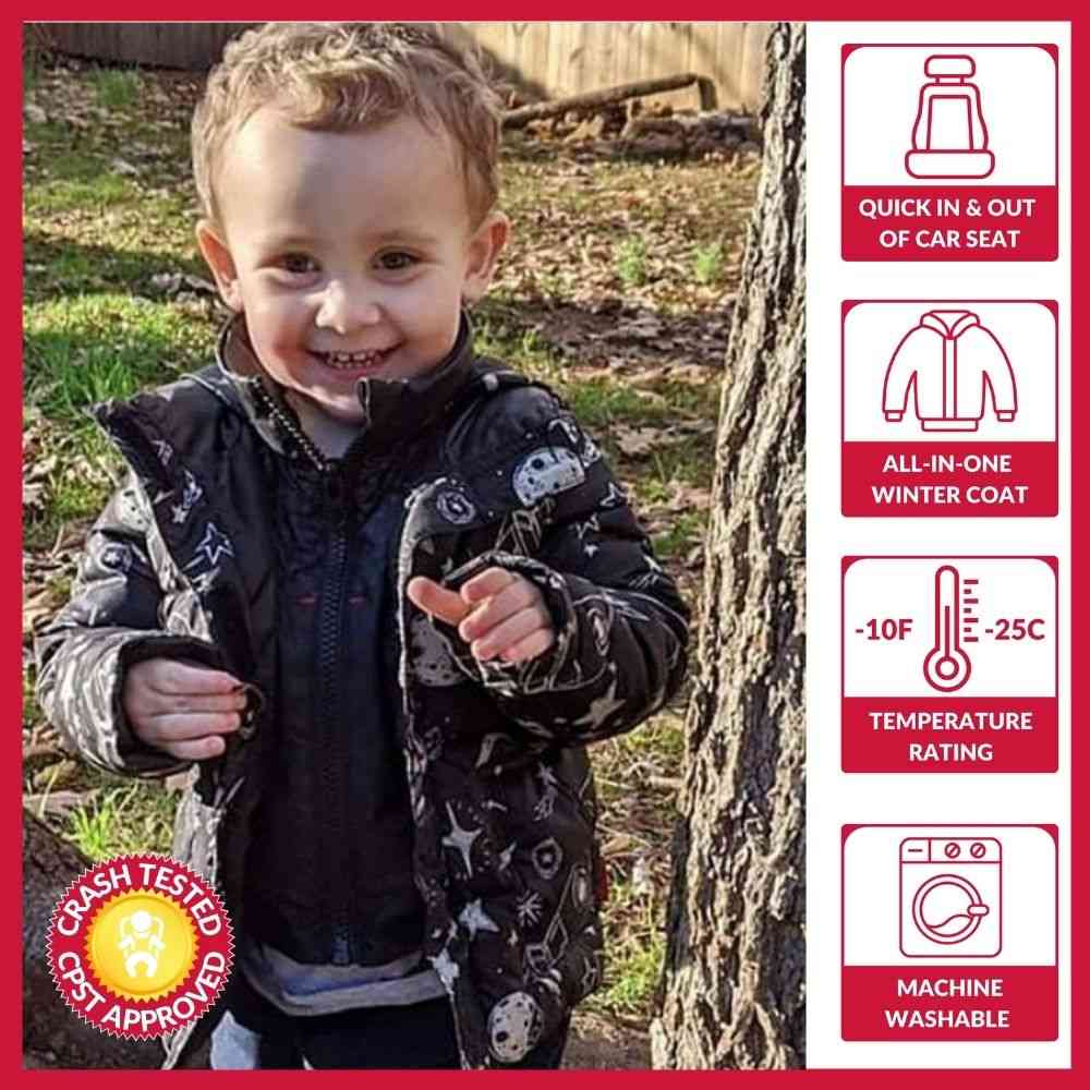 Onekid Car Seat Coat | The Road Coat Vegan - Rocketship Print - Image 2
