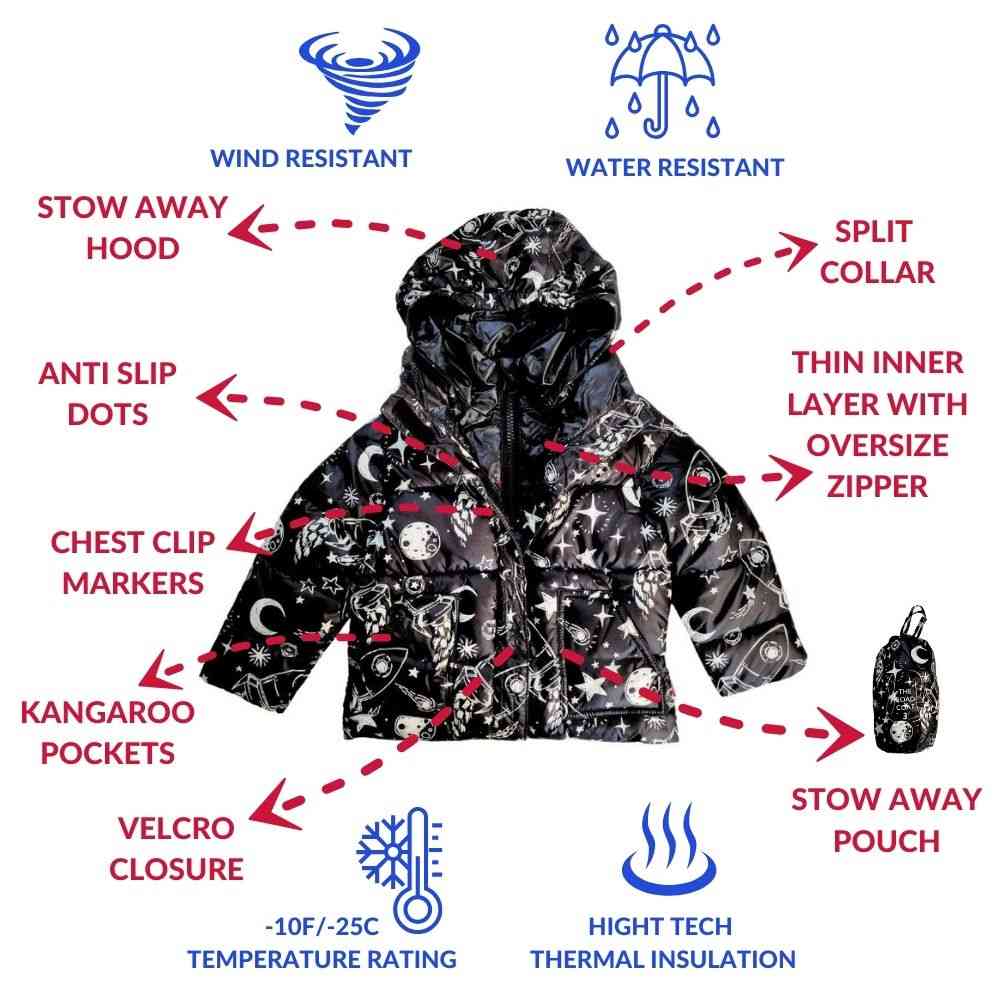 Onekid Car Seat Coat | The Road Coat Vegan - Rocketship Print - Image 3