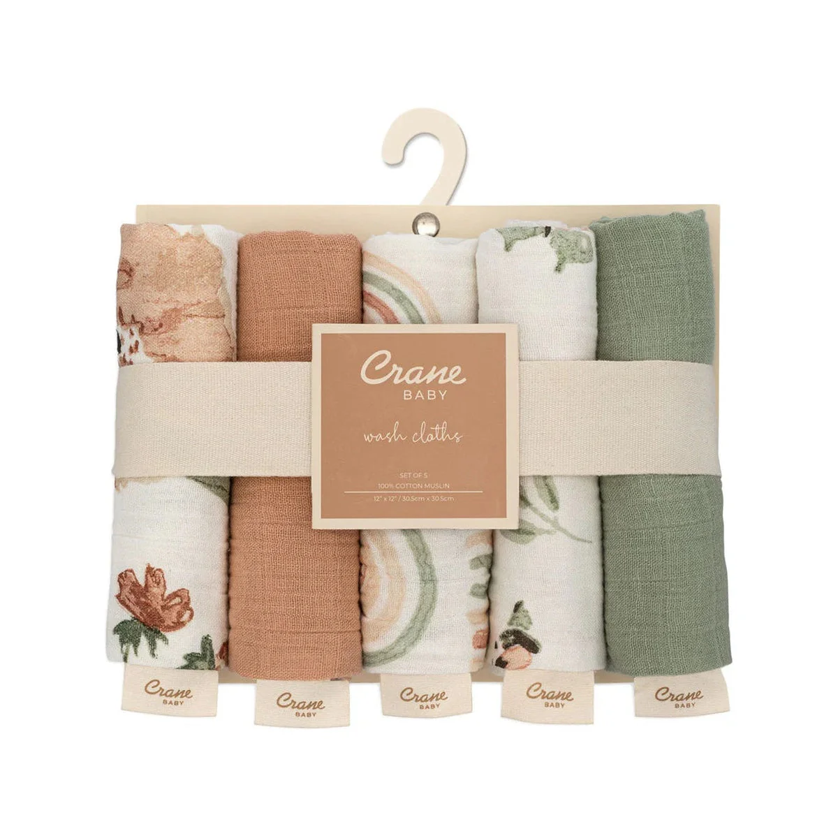 Crane Baby 5-pc. Cotton Baby Washcloth Set - Image 7