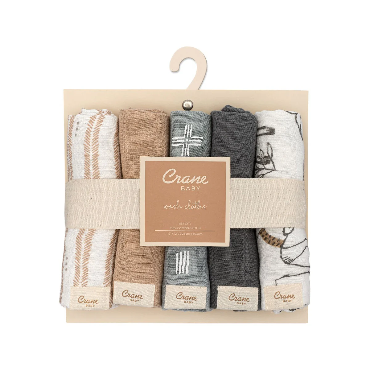 Crane Baby 5-pc. Cotton Baby Washcloth Set - Image 8