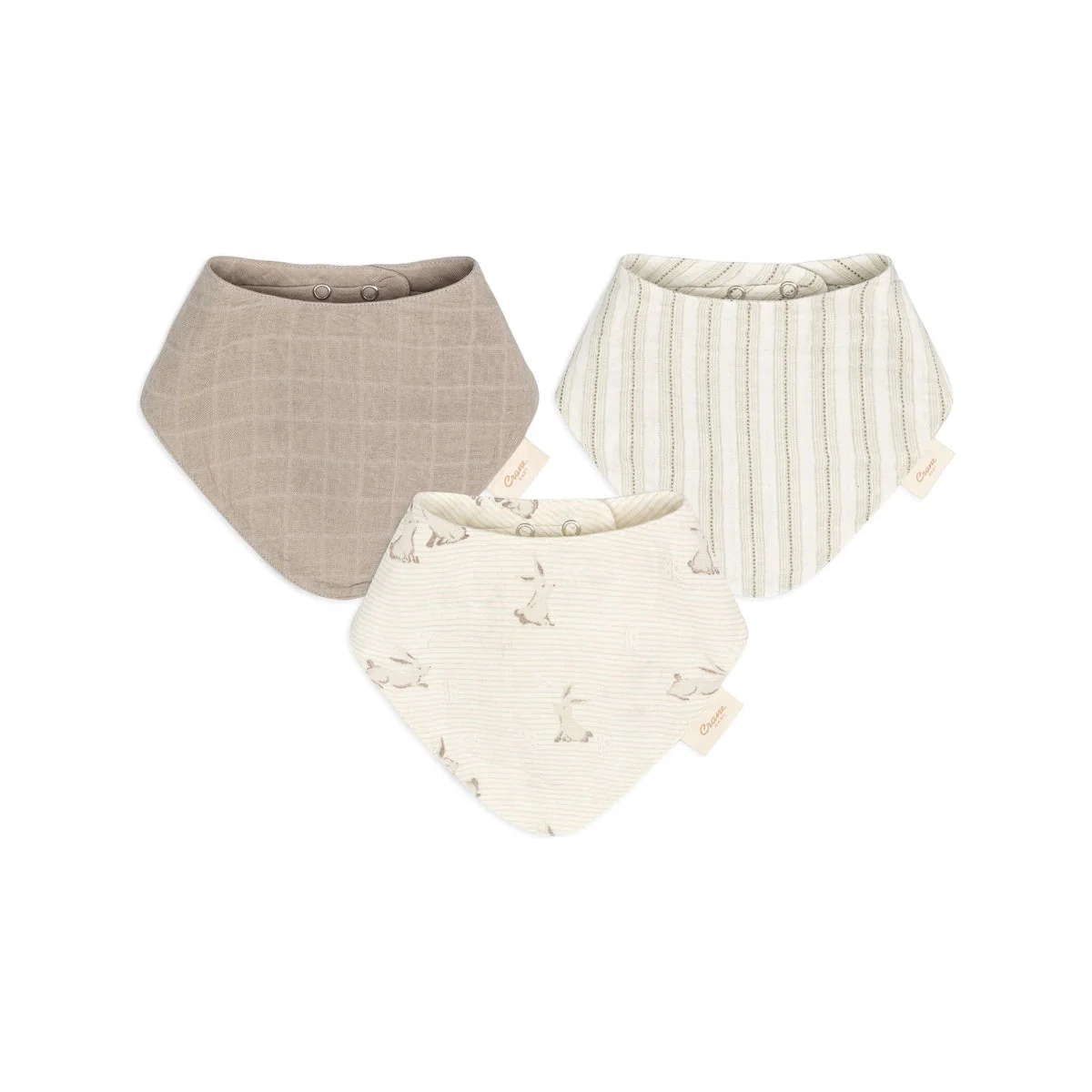 Crane Baby Avery 3-pc. Organic Cotton Baby Bib Set - Bunny - Image 2