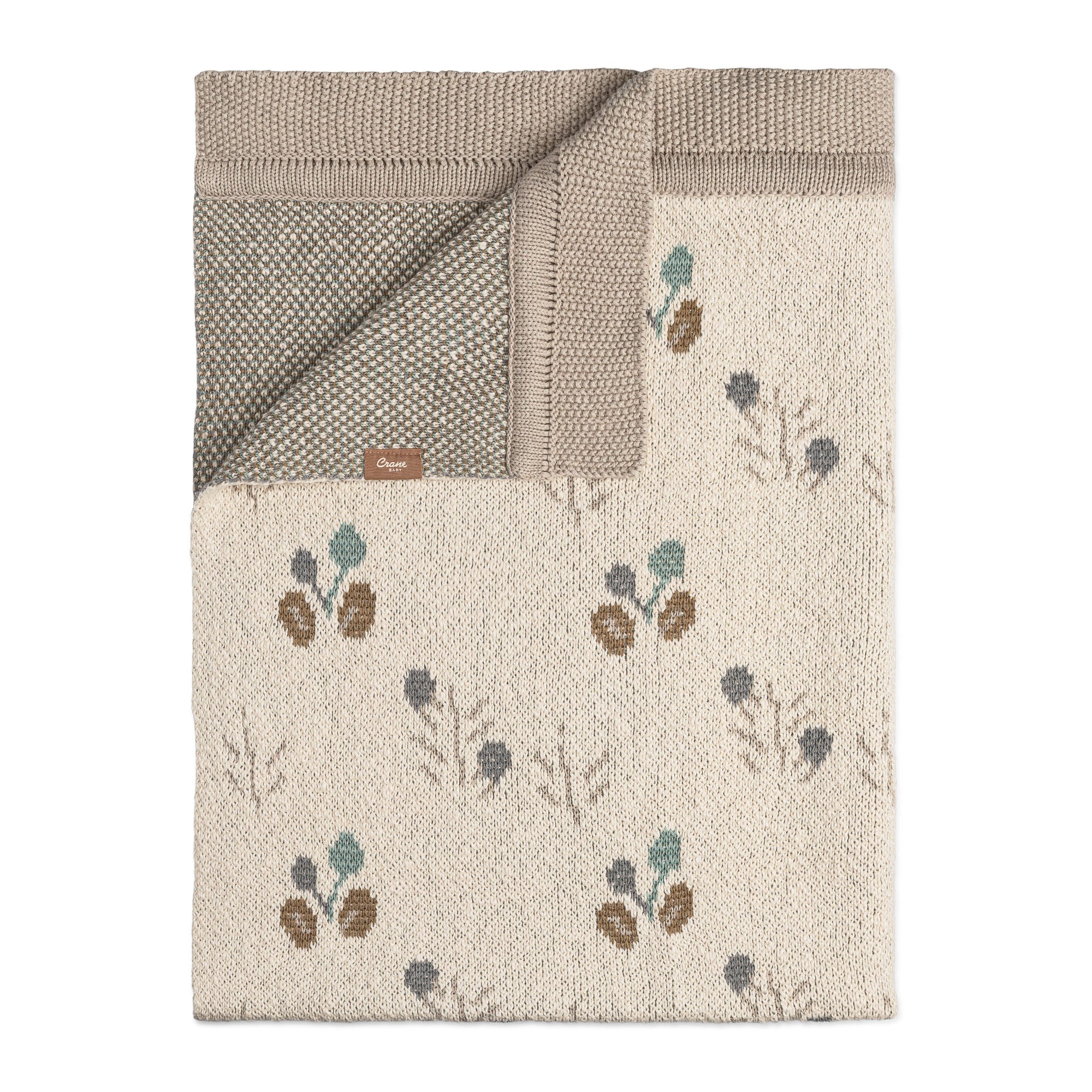 Crane Baby Avery Organic Cotton Reversible Baby Blanket - Gray