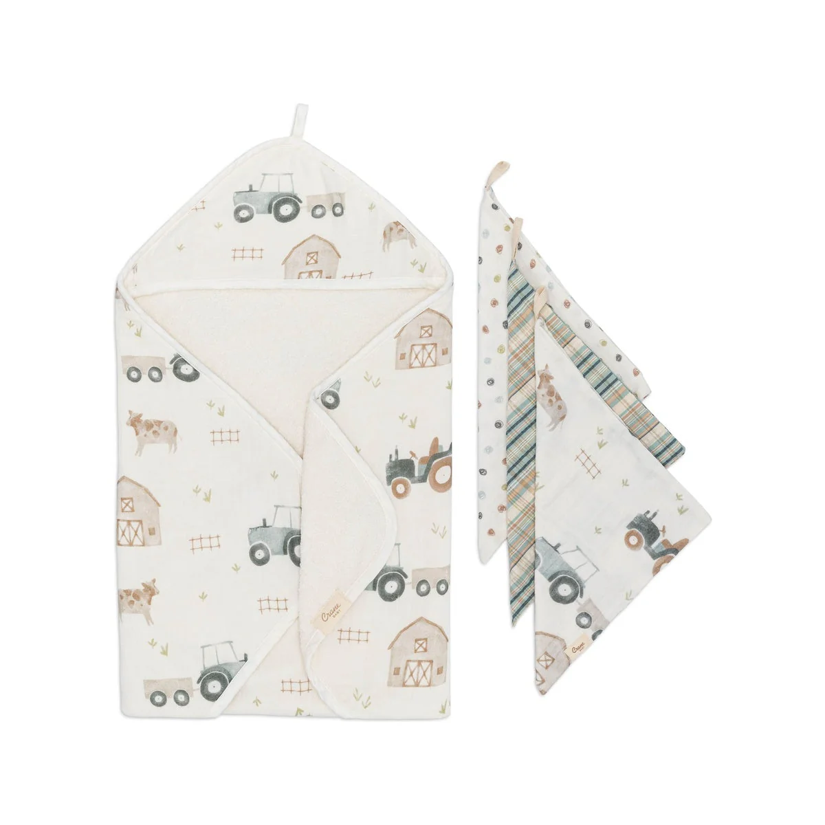Crane Baby Charlie Farmhouse Goose Baby Bath Towel & Wash Cloth Set - Image 4