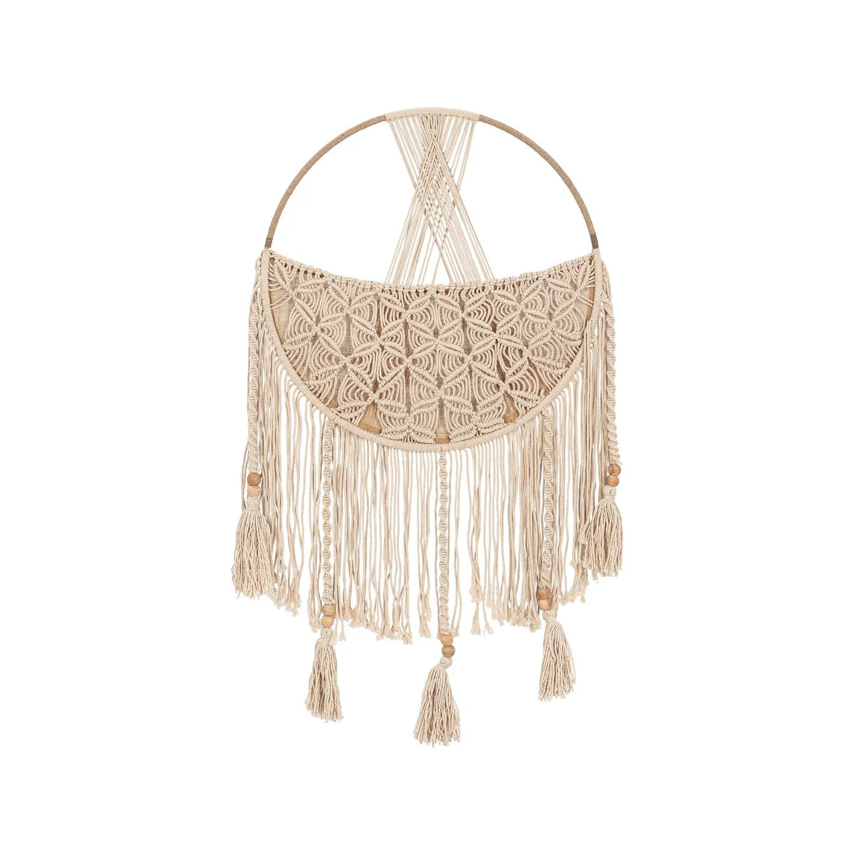 Crane Baby Charlie Farmhouse Macrame Boho Toy Storage Basket with Tassels - Beige - Image 2