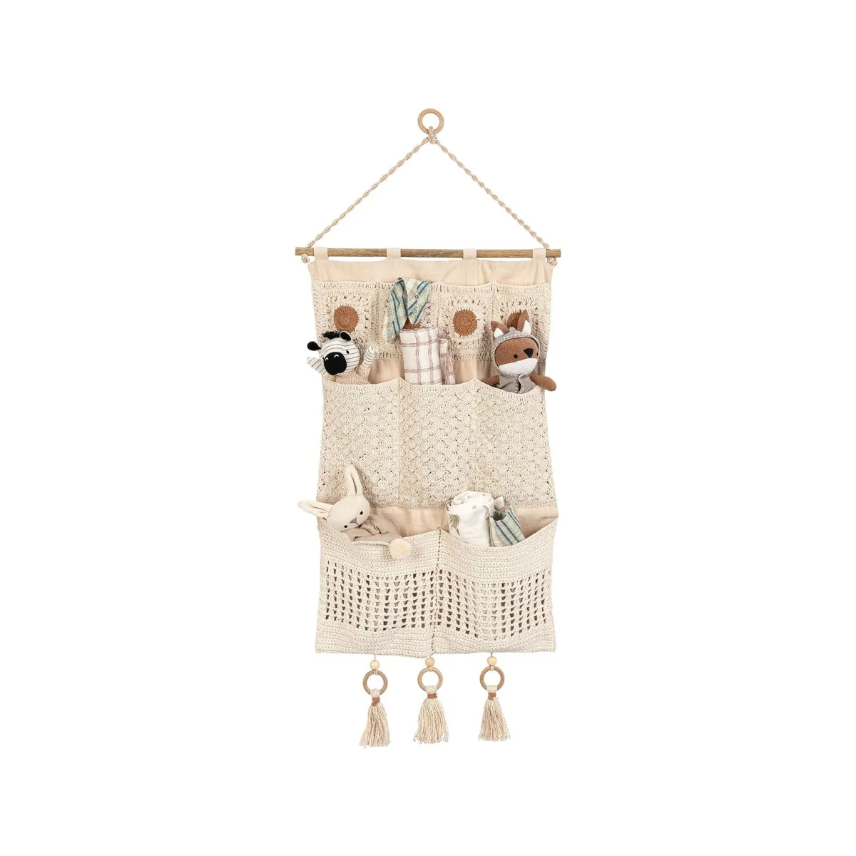 Crane Baby Charlie Farmhouse Wall Storage Organizer with Pockets - Image 2