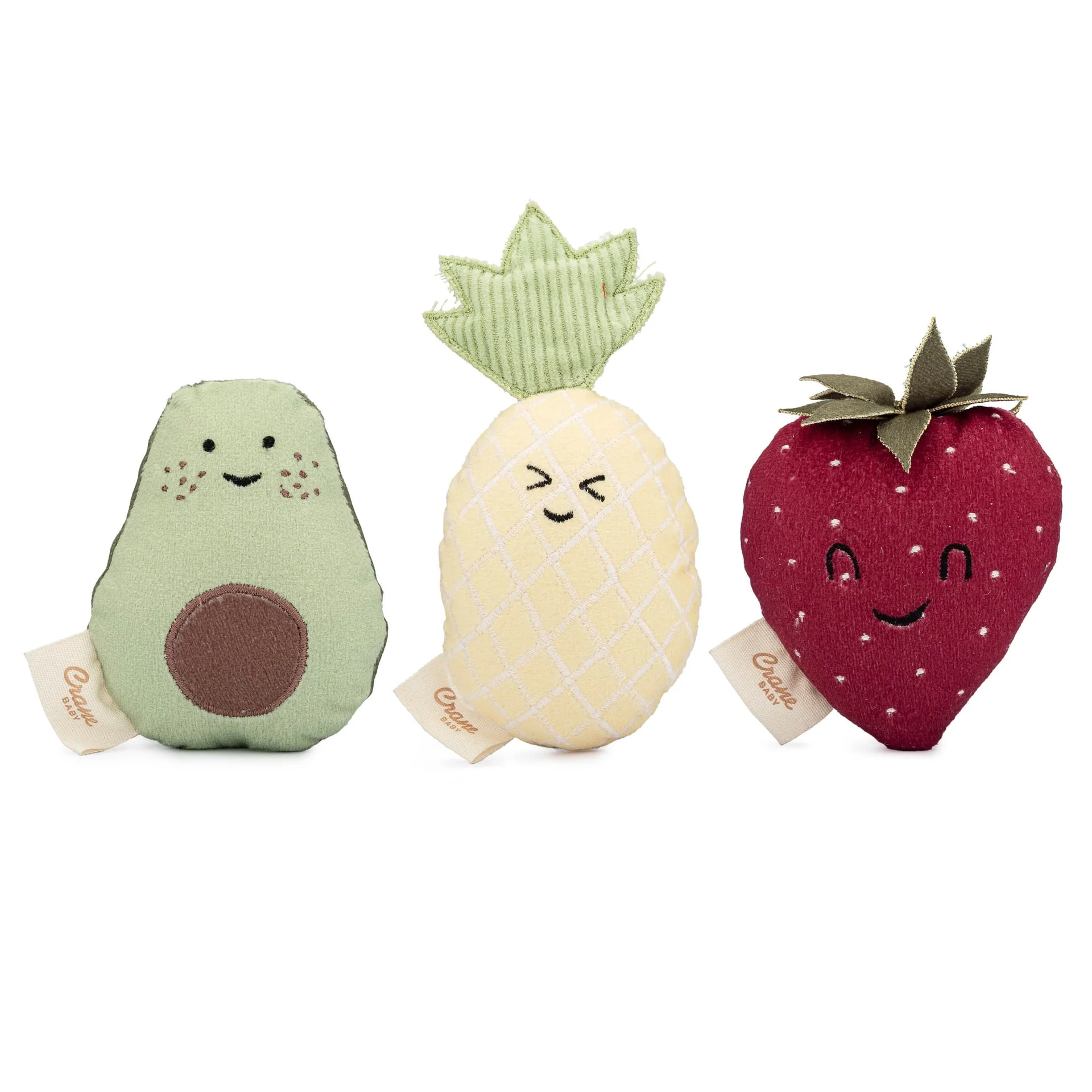 Crane Baby Clementine Fruits & Veggies Soft Plush Rattle Set