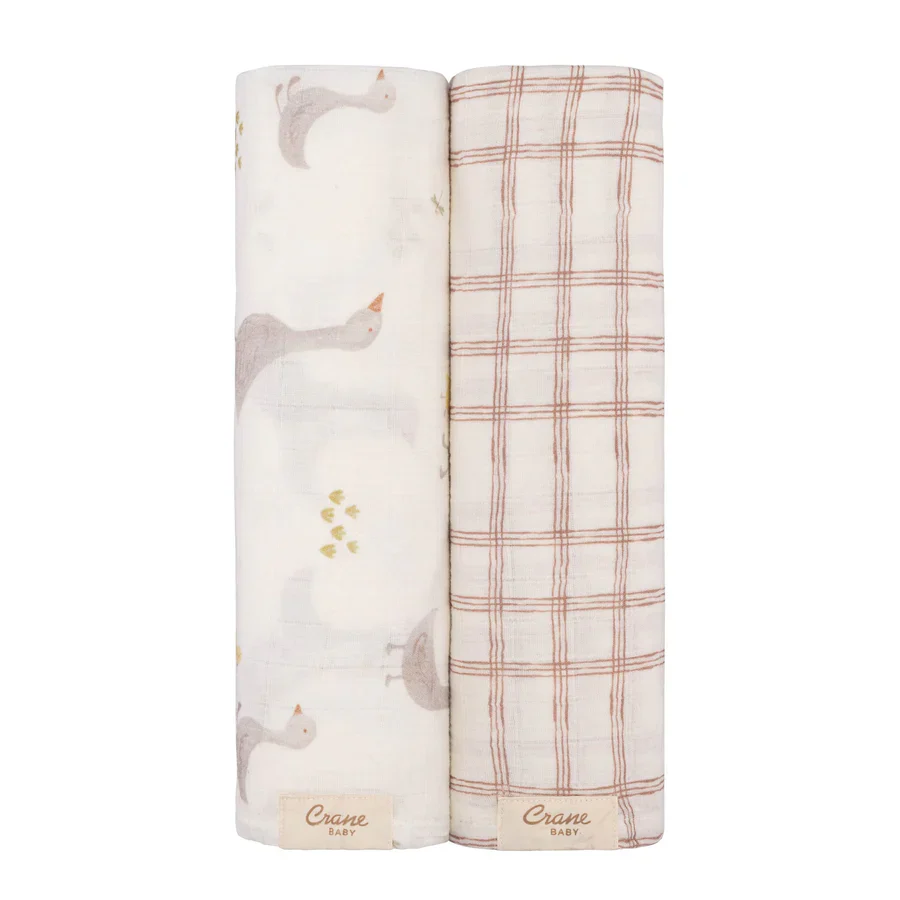 Crane Baby Swaddle Blanket Set - Image 2