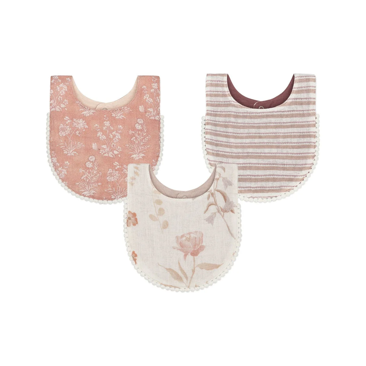 Crane Baby Violet Floral Cotton Baby Bib Set (3 Pack) - Image 2