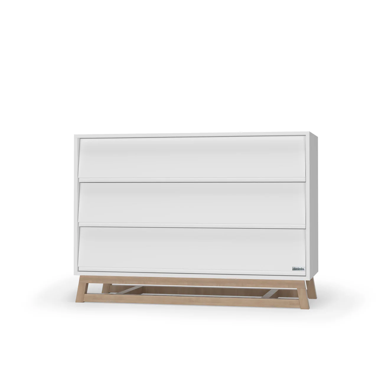 dadada Domino Collection 3 Drawer Dresser in White and Natural - Image 3