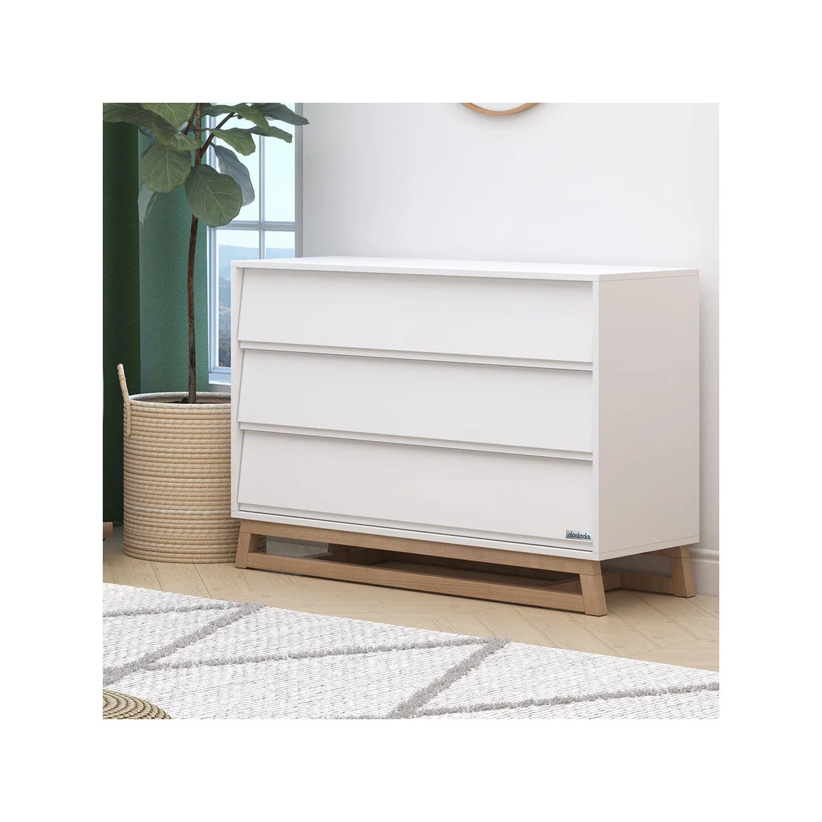 dadada Domino Collection 3 Drawer Dresser in White and Natural - Image 4