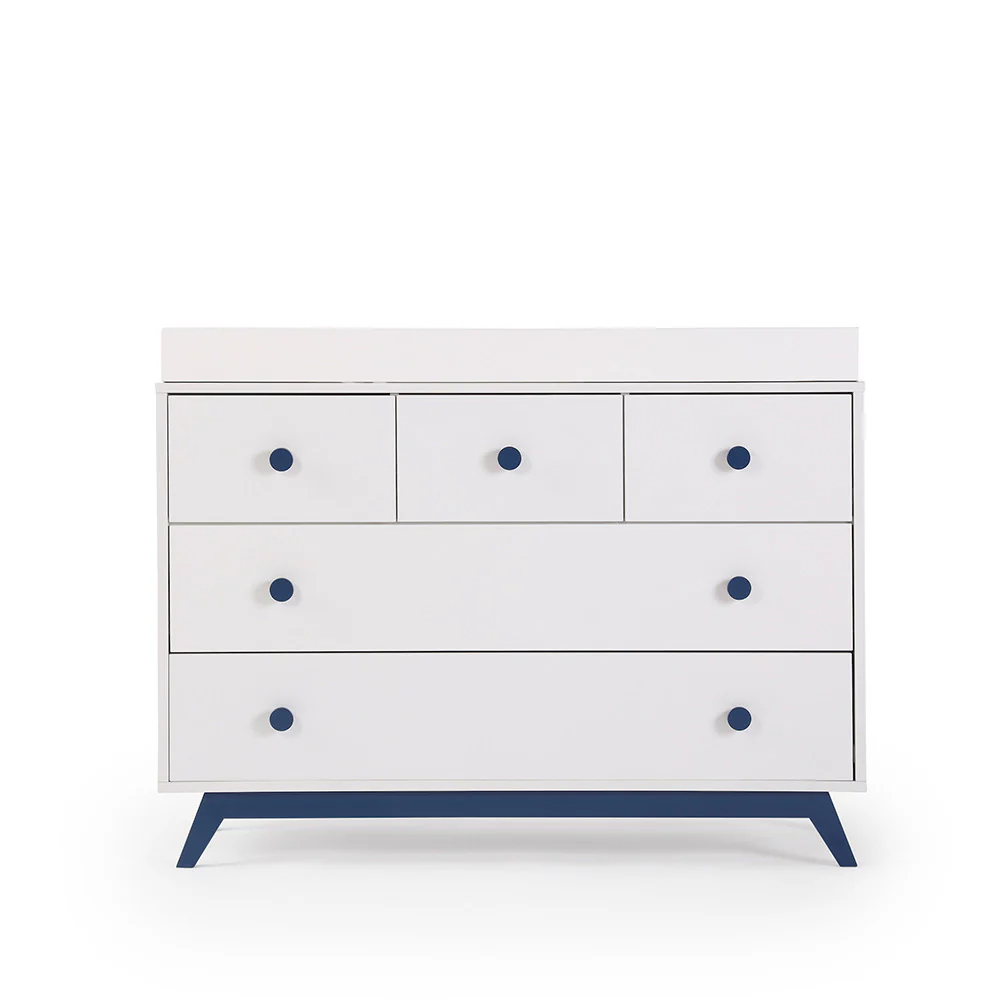 dadada Gramercy 5-Drawer Dresser in White/Denim - Image 4