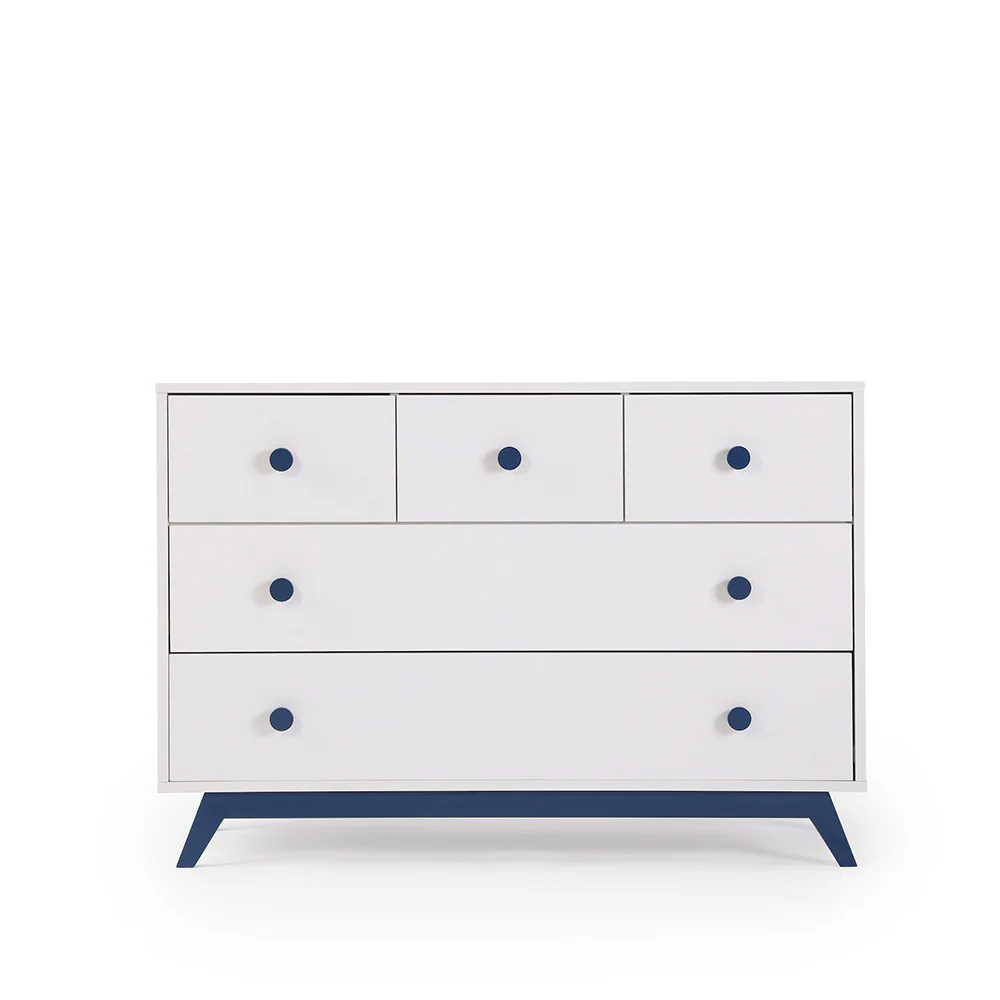 dadada Gramercy 5-Drawer Dresser in White/Denim - Image 5