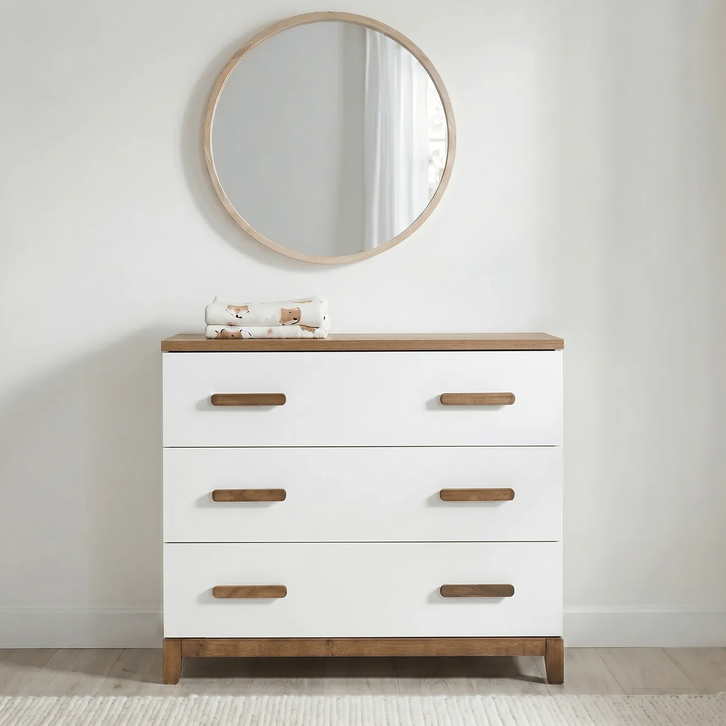 dadada LaLa Little 3-Drawer Dresser - White/Walnut