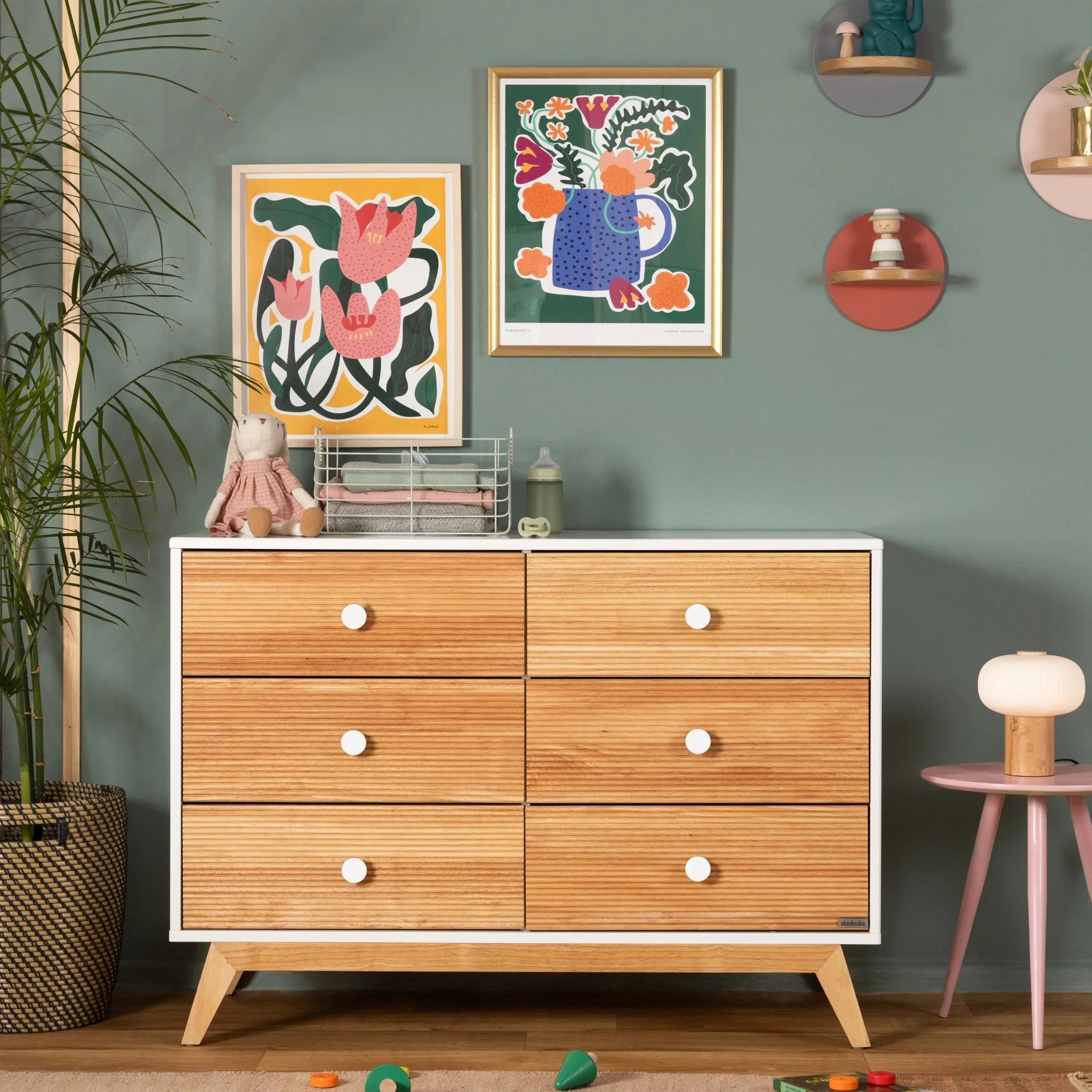 dadada Merry 6-Drawer Dresser in White/Natural - Image 2