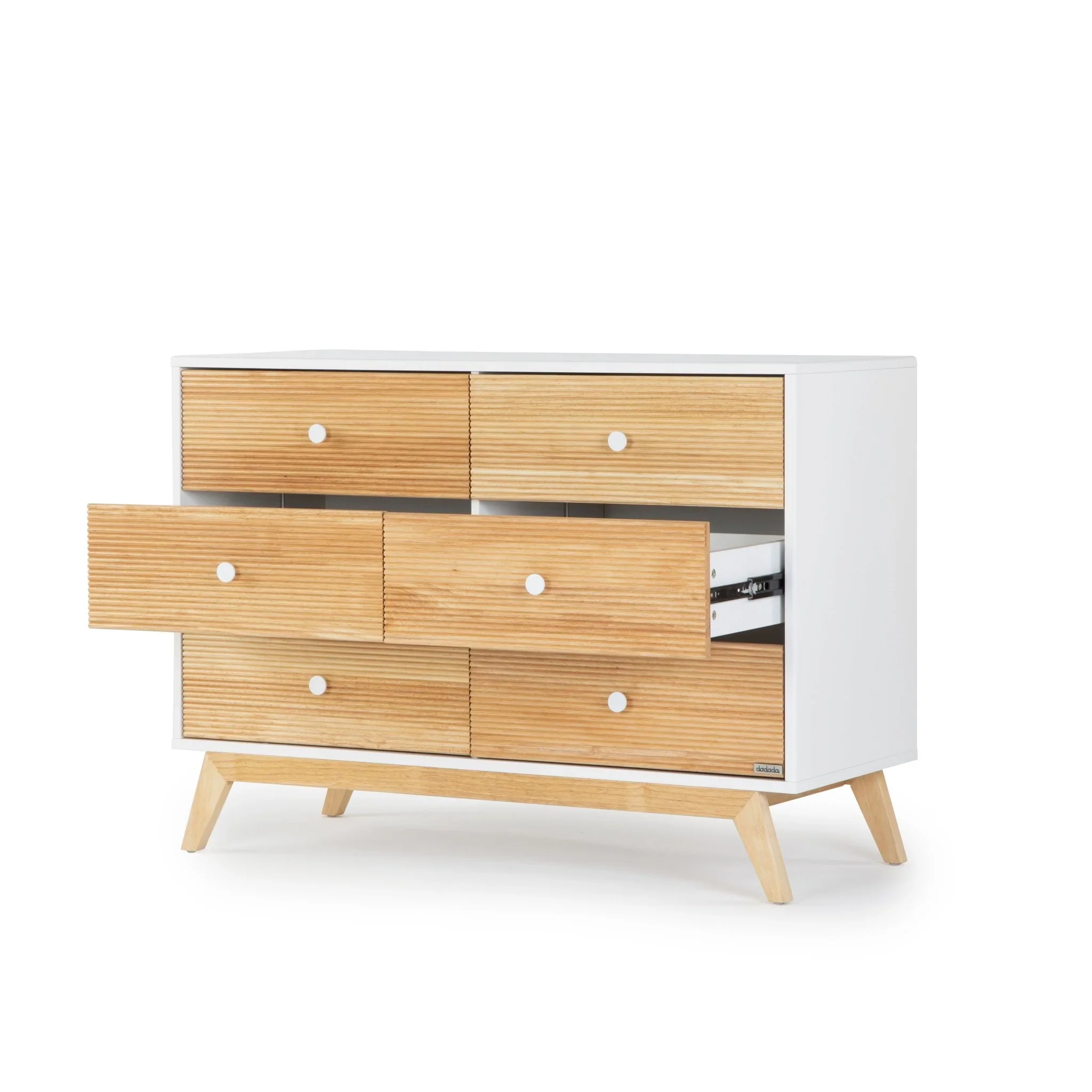 dadada Merry 6-Drawer Dresser in White/Natural - Image 3