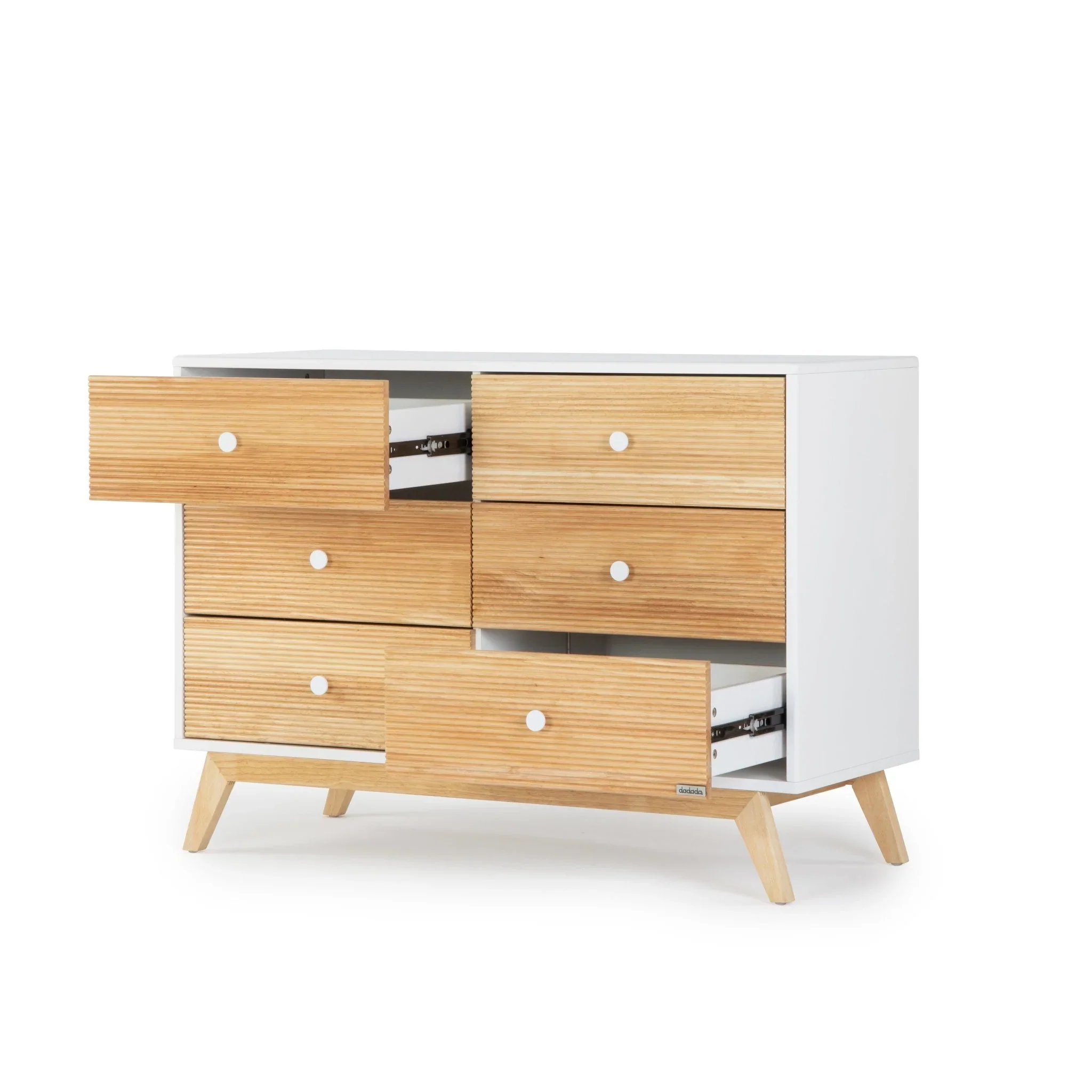 dadada Merry 6-Drawer Dresser in White/Natural - Image 4