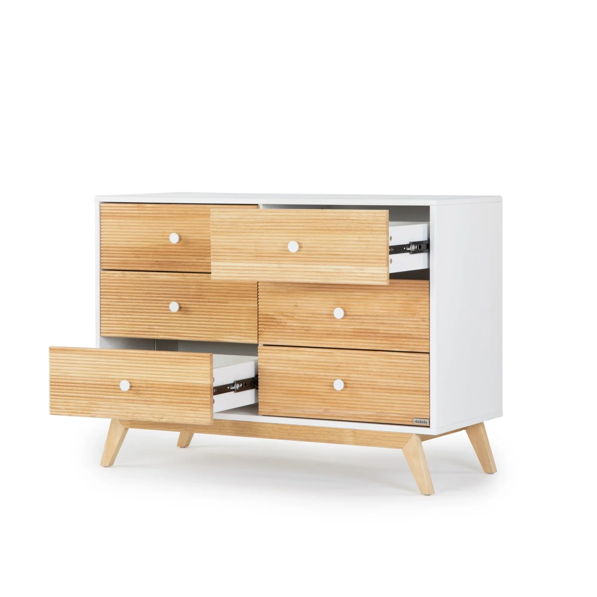 dadada Merry 6-Drawer Dresser in White/Natural - Image 5