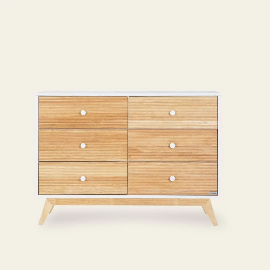 dadada Merry 6-Drawer Dresser in White/Natural - Image 7