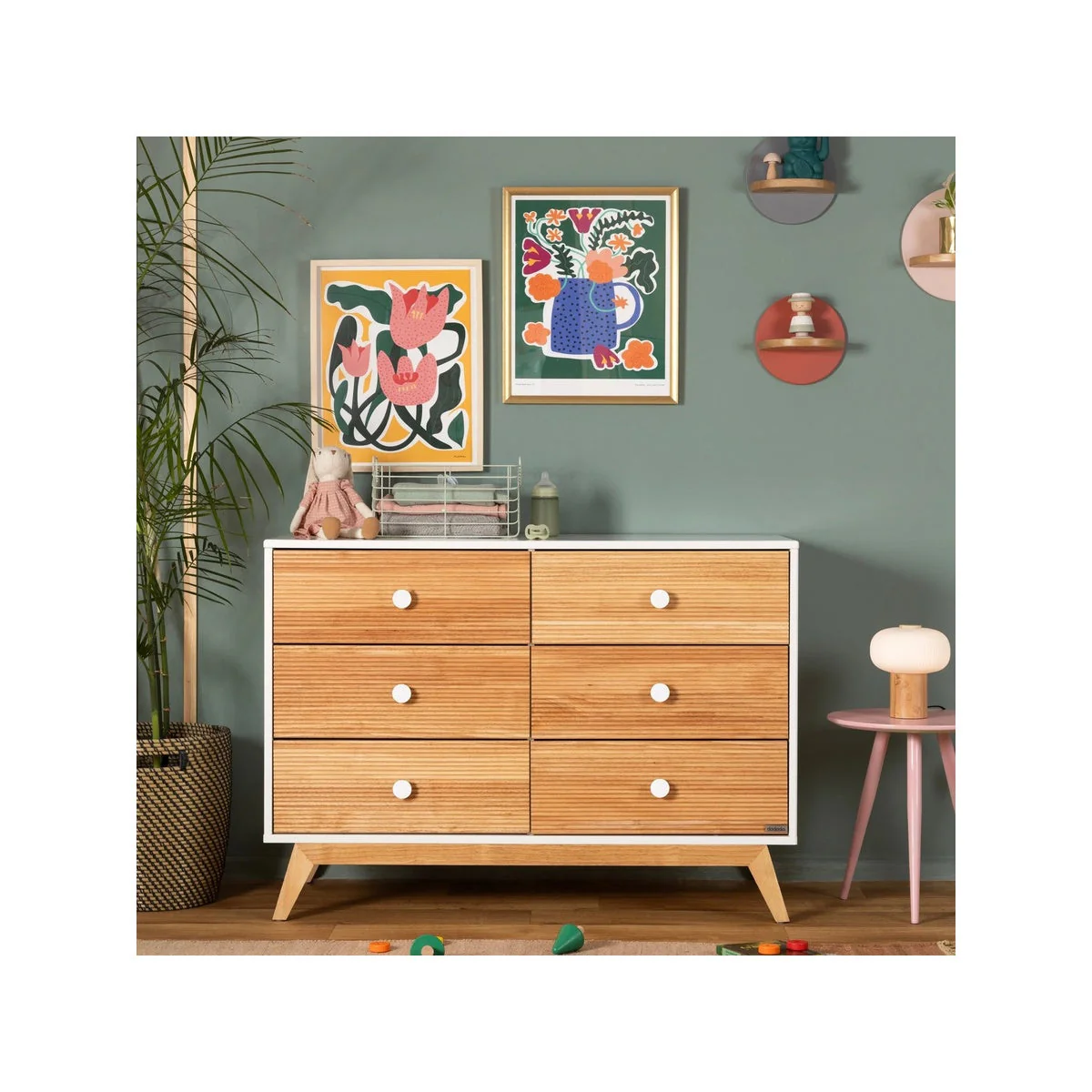 dadada Merry 6-Drawer Dresser in White/Natural - Image 8