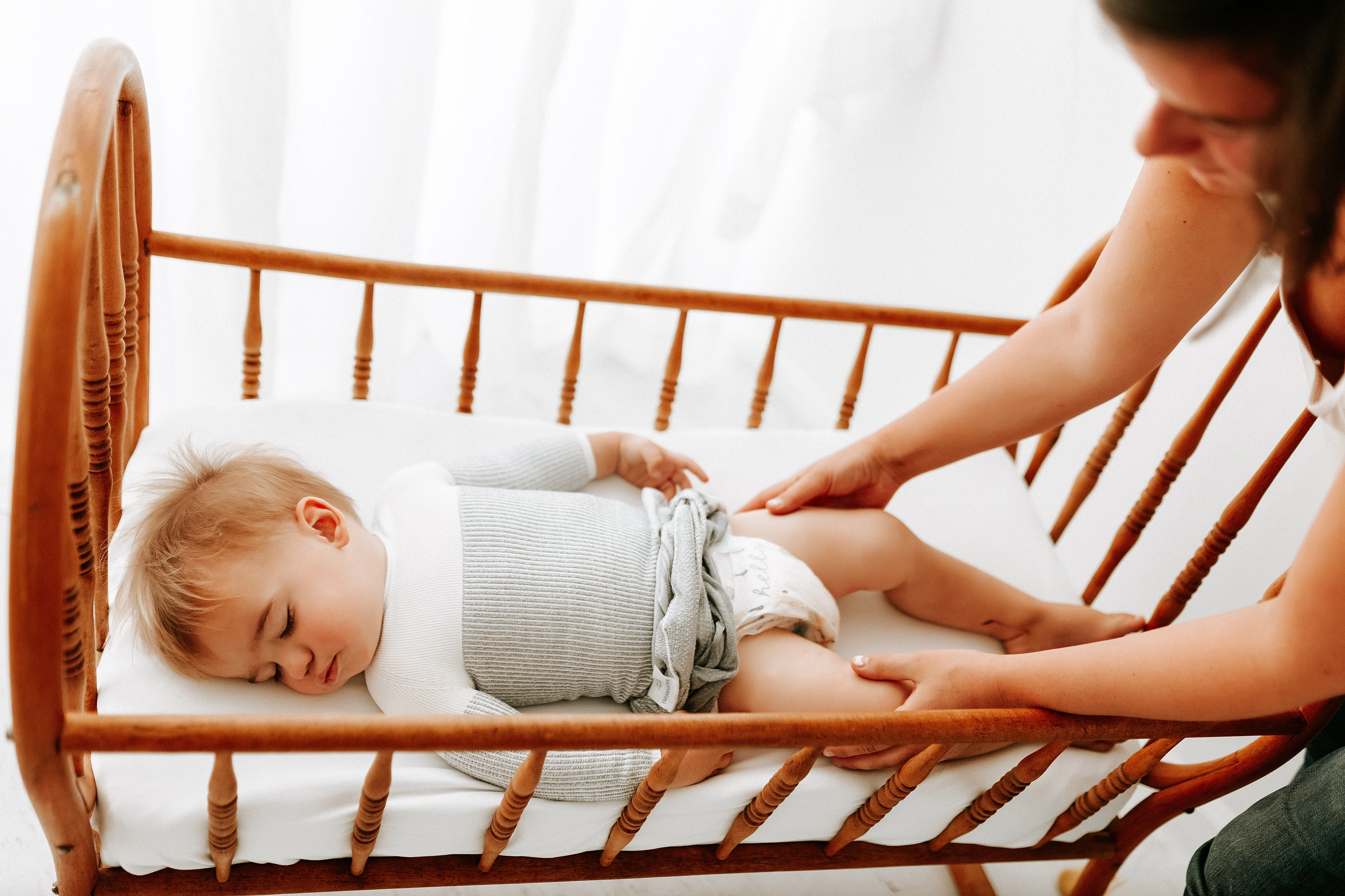 Swaddelini Grey Arms Out™ Long Sleeve Sleep Sack - Image 6