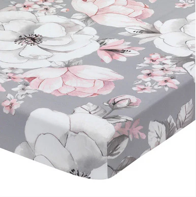 Lambs & Ivy Botanical Baby - Signature Sheet - Grey Floral - Image 2